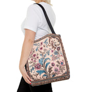 Elegant Floral Pattern Canvas Tote Bag - Reusable & Stylish Shopping Bag