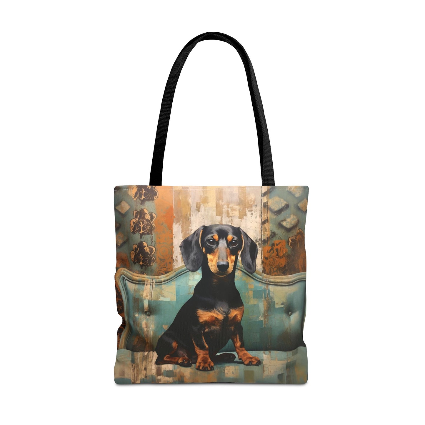 Dashing Dachshund Vintage Tote Bag, Artistic Canvas Dog Lover Gift