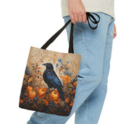 Autumn Raven Pumpkin Canvas Tote Bag, Fall-Inspired Eco-Friendly Bag