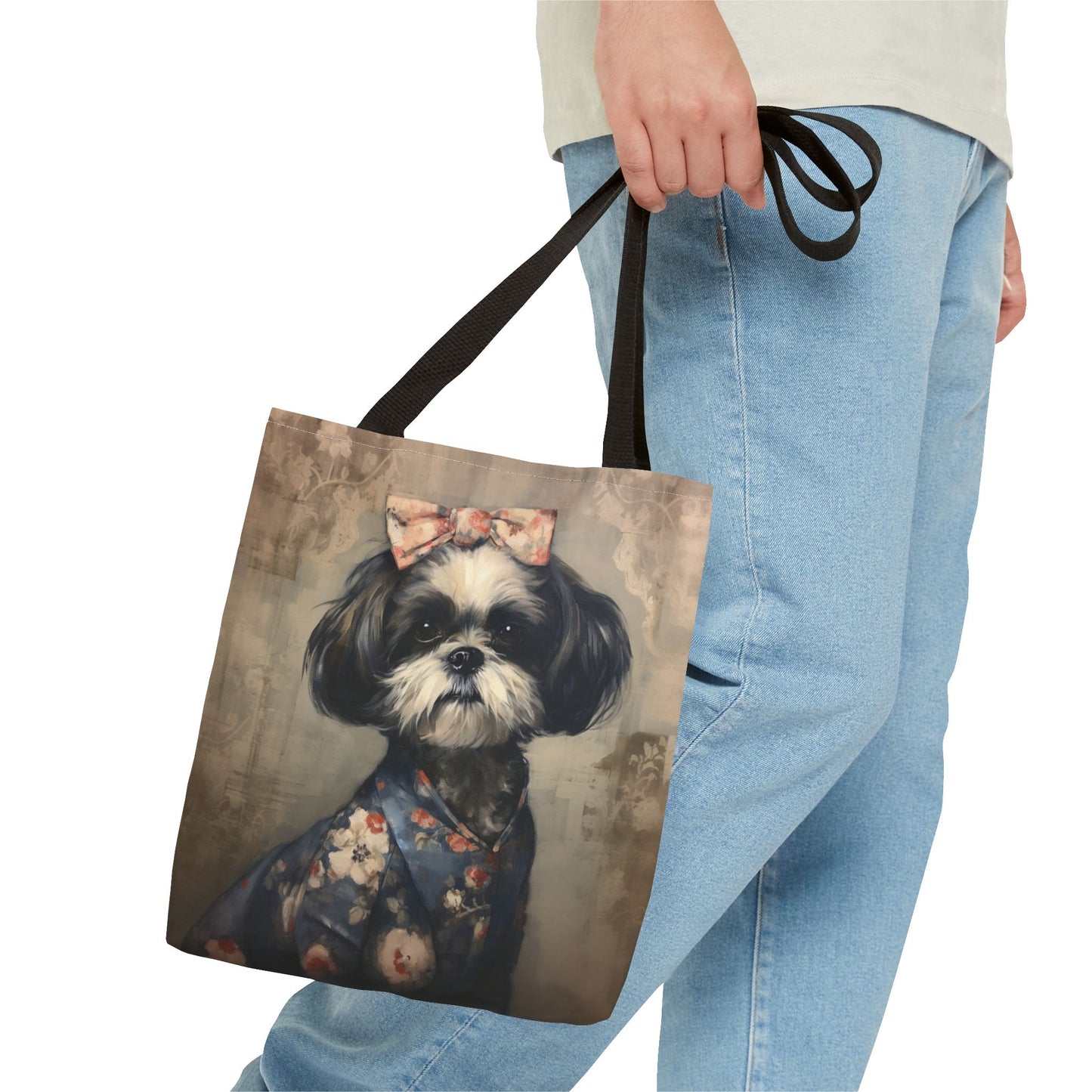 Shih Tzu Elegance Canvas Tote Bag, Chic and Eco-Friendly for Dog Lovers