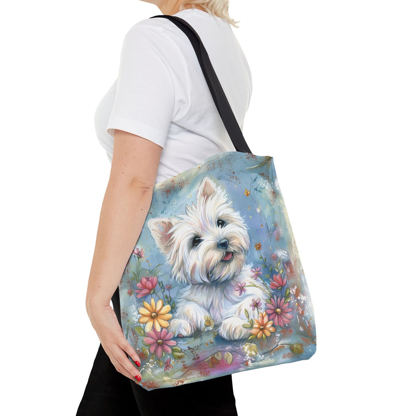 Westie Floral Bliss Tote Bag, Artistic Canvas for Dog Lovers