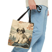 Shih Tzu Cherry Blossom Canvas Tote Bag for Dog Lovers