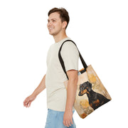 Dachshund Charm Reusable Canvas Tote Bag with Floral Elegance