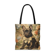 Charming Brindle Frenchie Floral Tote Bag, Eco-Friendly Dog Lover Gift