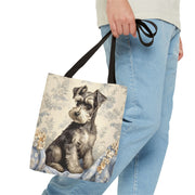 Elegant Miniature Schnauzer Floral Canvas Tote Bag, Perfect Dog Lover Gift