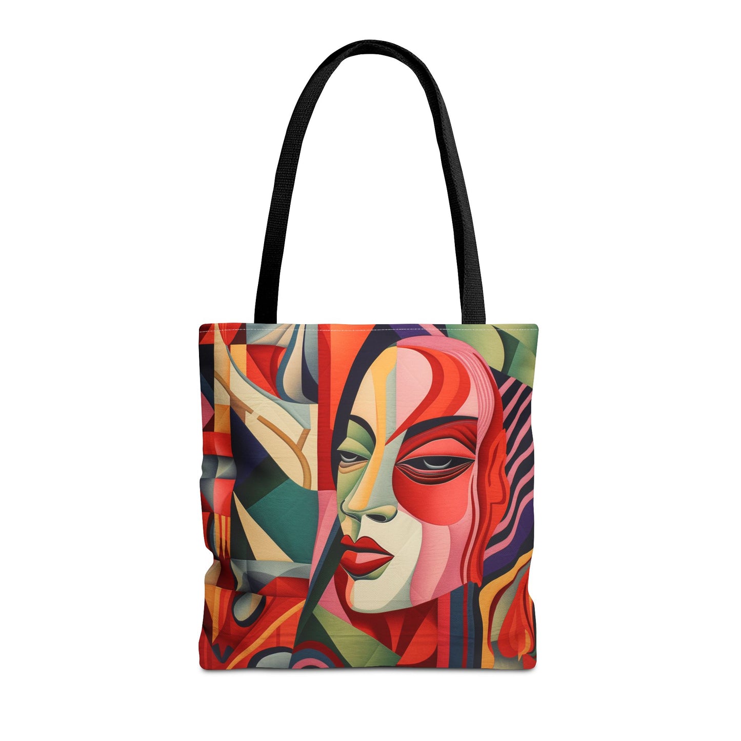 Abstract Cubist Art Tote Bag, Vibrant Canvas Shopping and Beach Bag