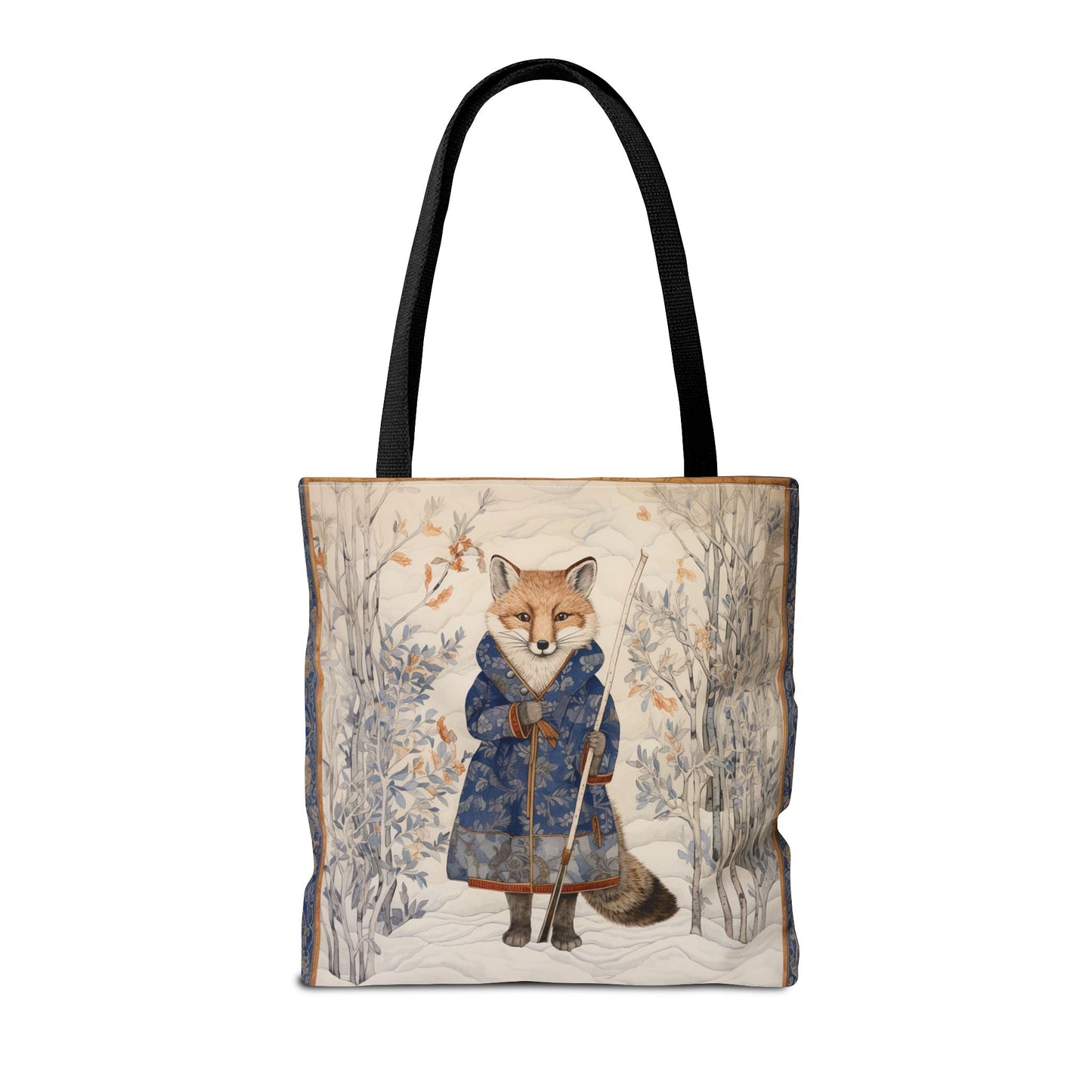 Winter Fox Meadow Tote Bag, Elegant Eco-Friendly Canvas for Nature Lovers