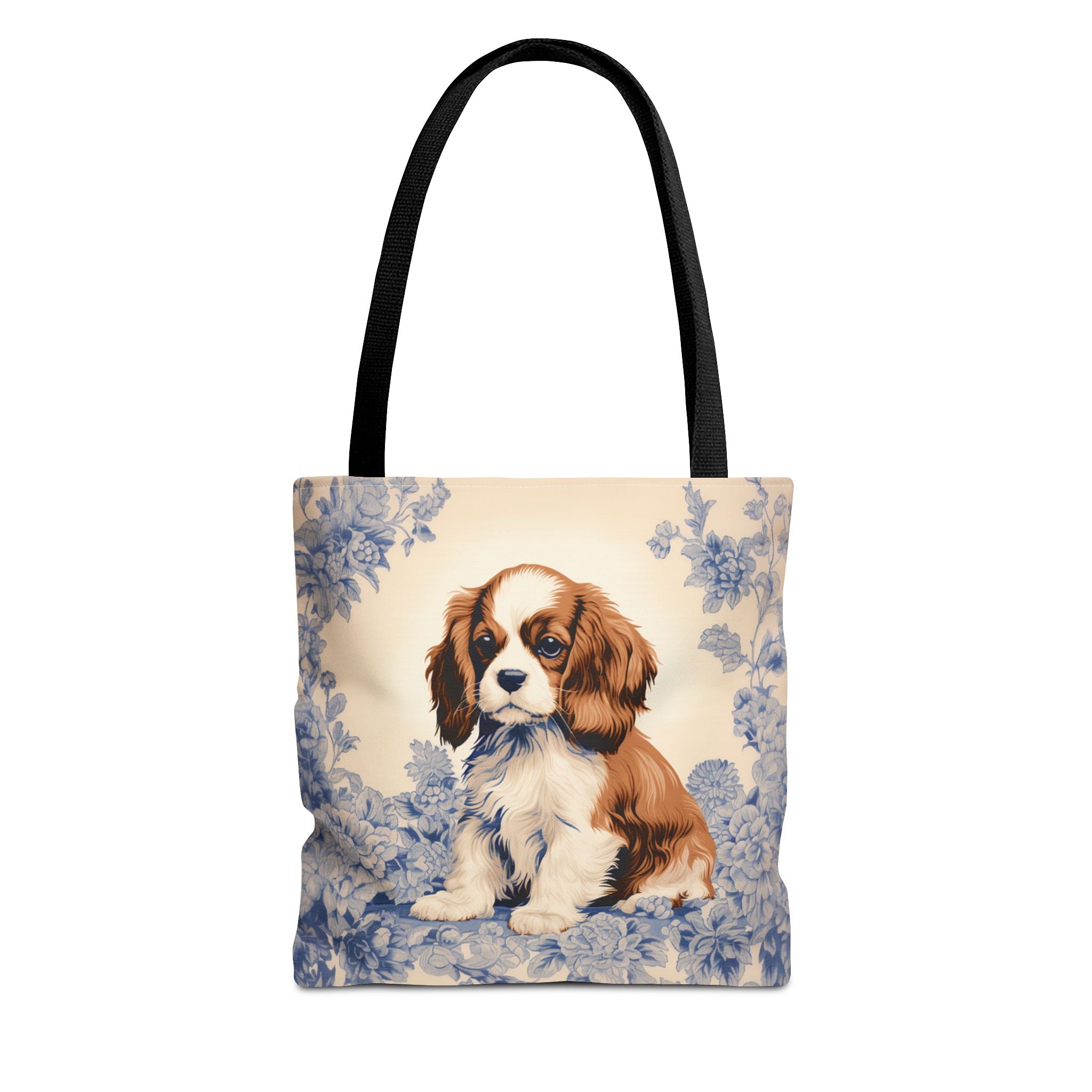 Cavalier King Charles Spaniel Tote Bag, Elegant Floral Dog Design