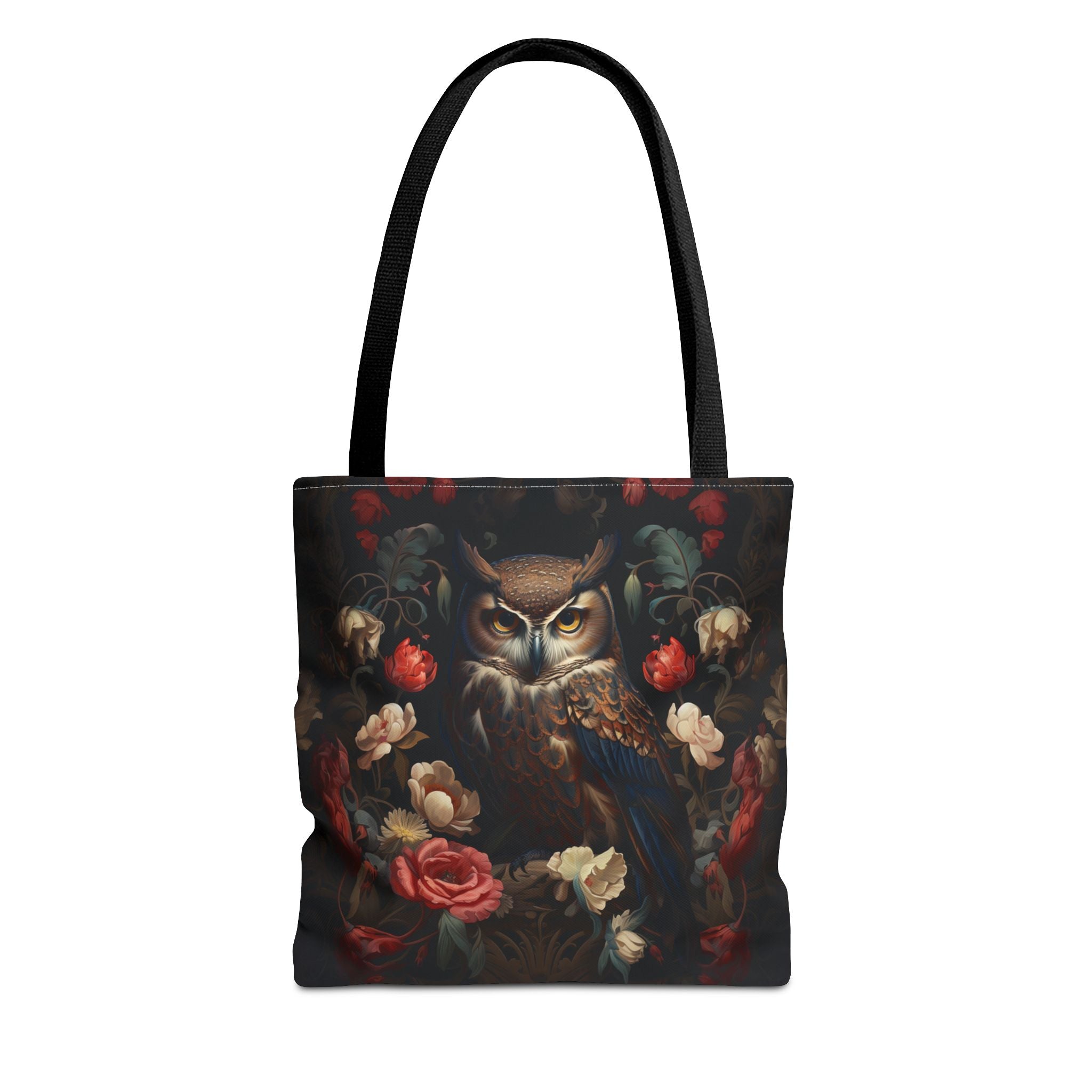 Elegant Owl and Floral Canvas Tote Bag, Eco-Friendly Daily Tote