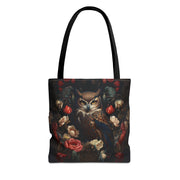 Elegant Owl and Floral Canvas Tote Bag, Eco-Friendly Daily Tote