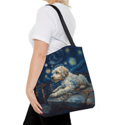 Starry Night Sheepdog Canvas Tote - Artistic Eco-Friendly Bag for Dog Lovers