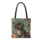 Shih Tzu Elegance Floral Tote Bag – Artistic Dog Lover’s Delight