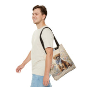 Boxer Puppy Canvas Tote Bag with Floral Design, Eco-Friendly Market Tote