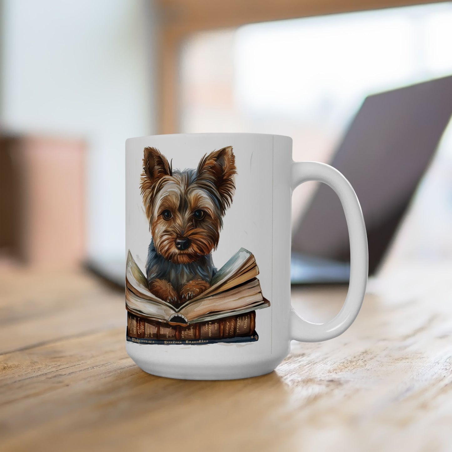 Yorkie Book Lover Mug - Yorkshire Terrier Dog Coffee Cup Gift