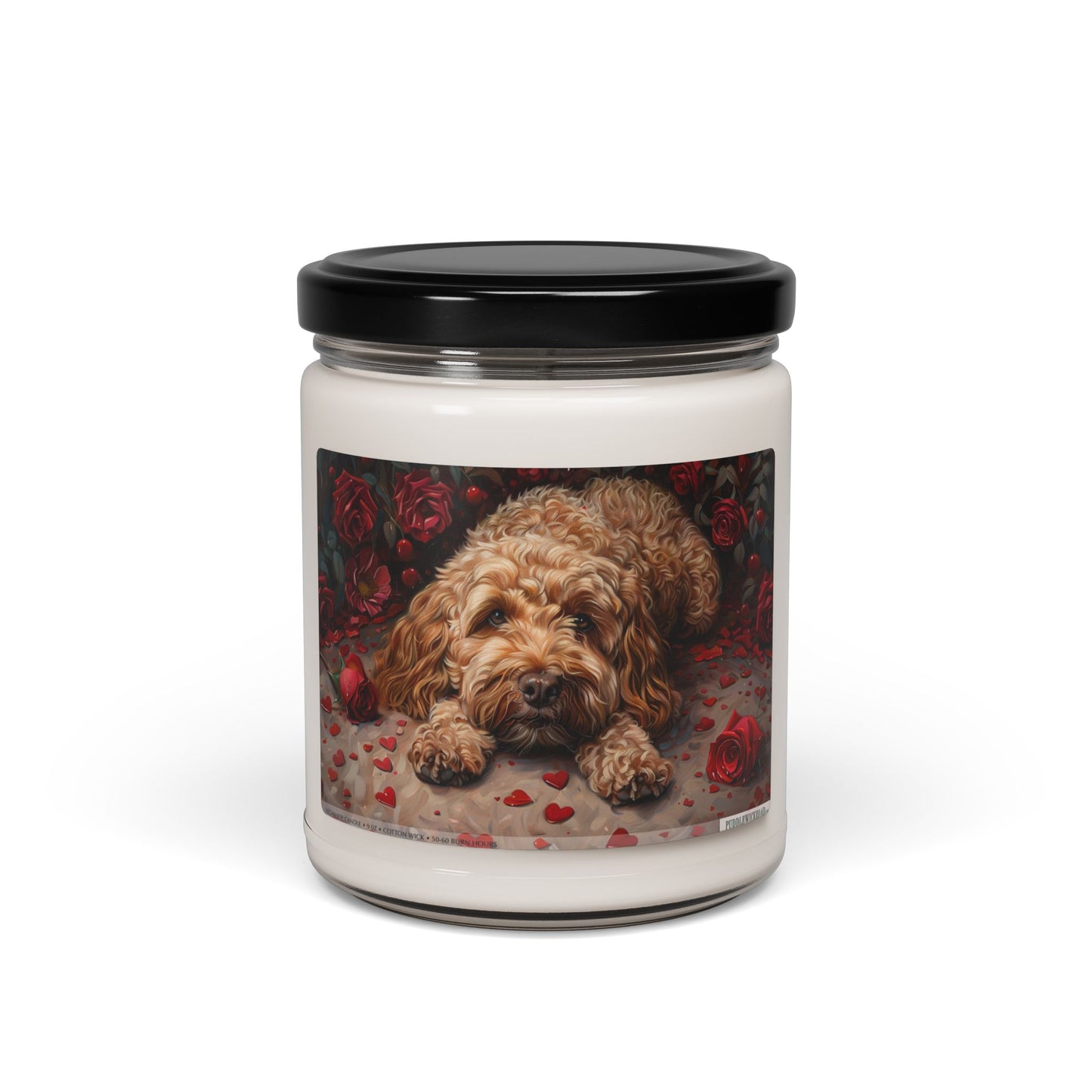 Golden Cockapoo Candle – Cozy Pet Lover Gift with Roses