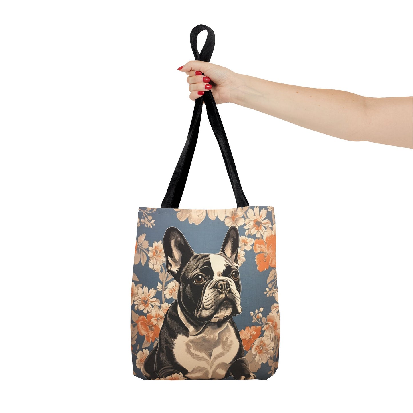 Frenchie Floral Canvas Tote Bag - Chic Gift for Dog Lovers