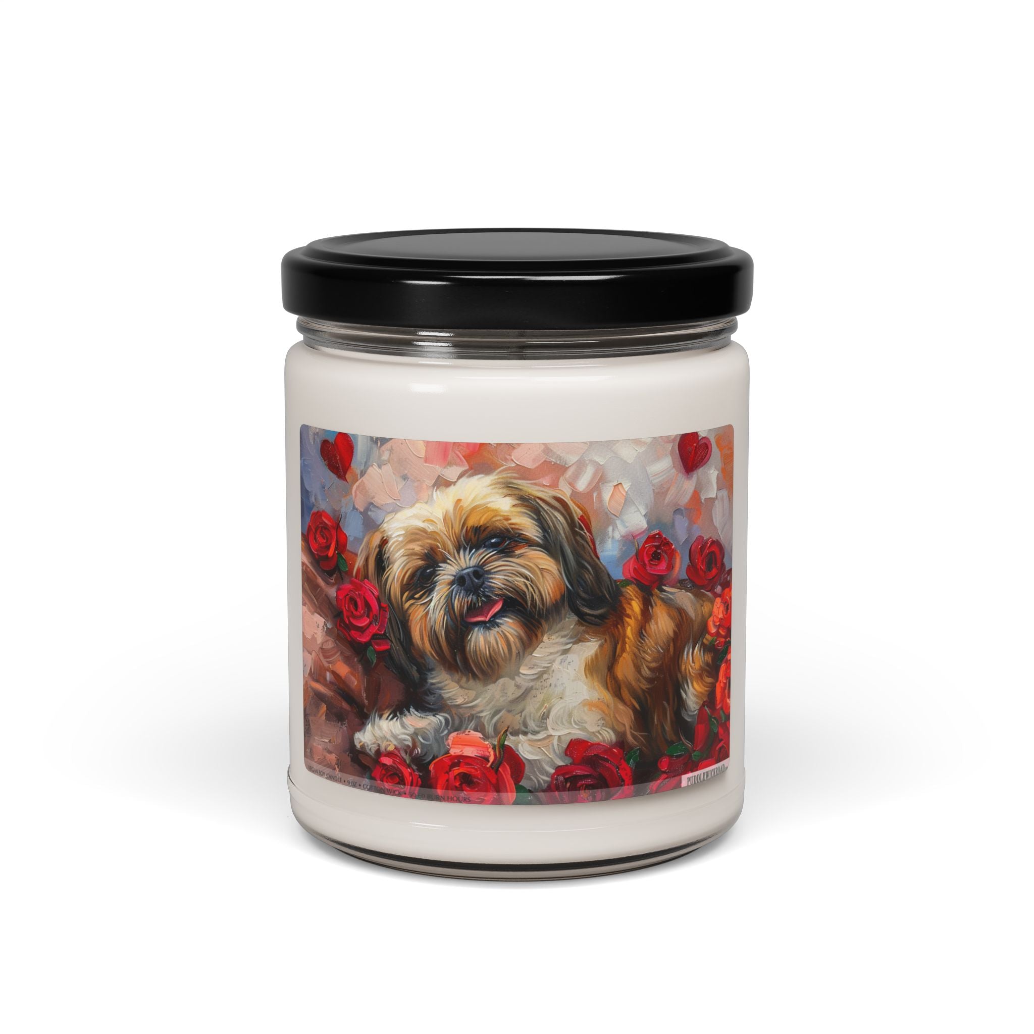 Shih Tzu Rose Garden Candle – Pet Lover Gift, Memorial Keepsake