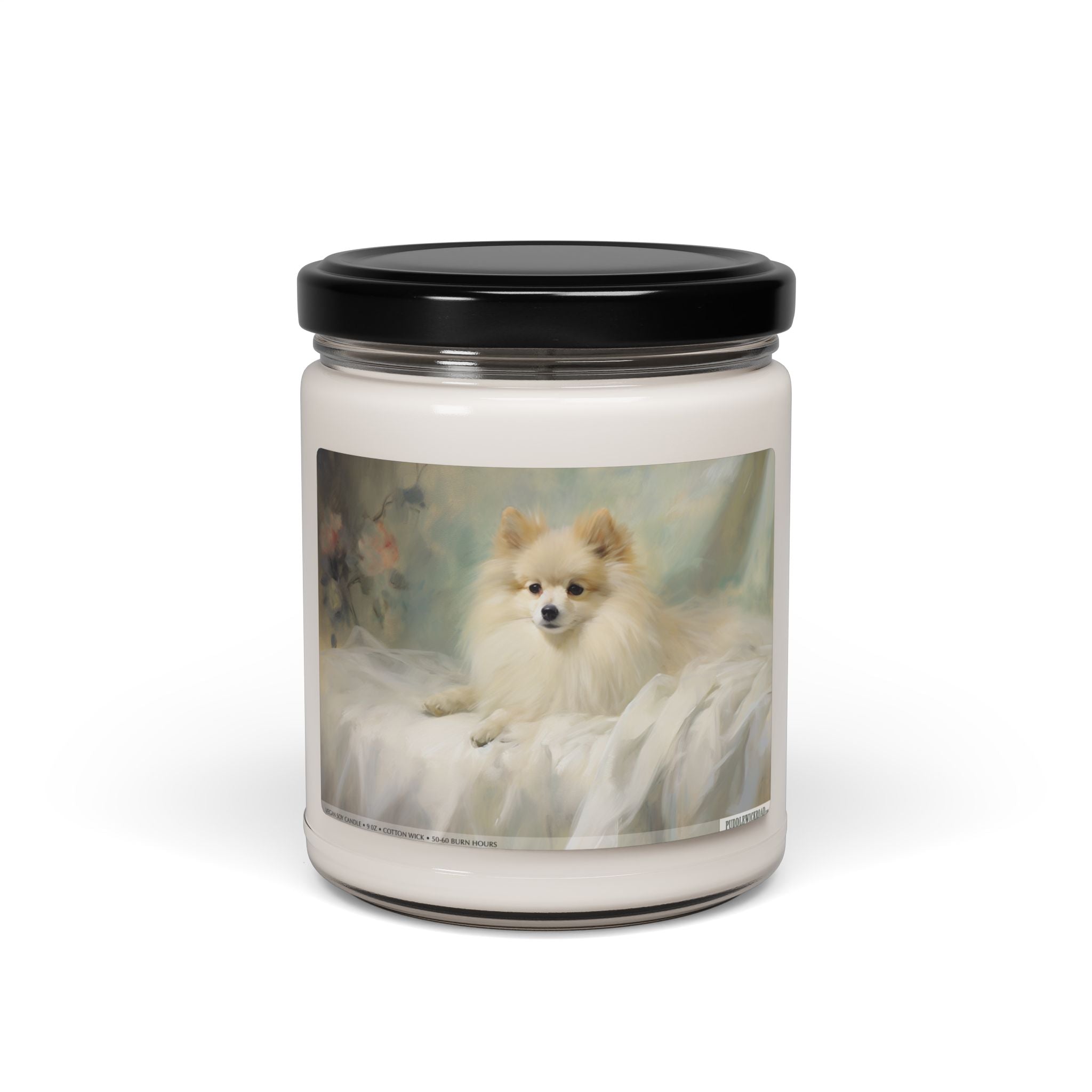 Elegant Pomeranian Soy Candle – Dog Lover Gift & Memorial Keepsake