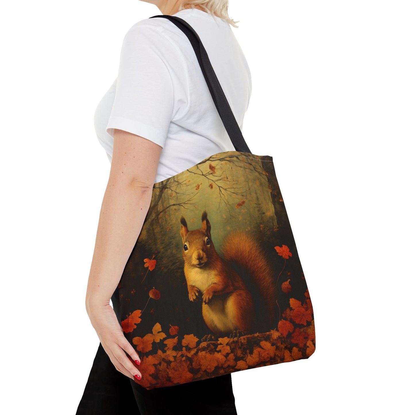 Autumn Squirrel Tote Bag with Woodland Design, Eco-Friendly Canvas