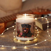 Rottweiler Love Candle – Adorable Dog Lover Gift with Floral Art