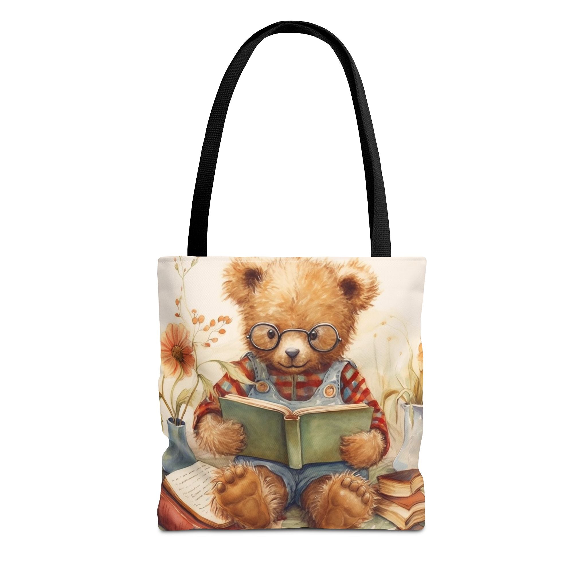 Whimsical Teddy Bear Reading Tote Bag, Eco-Friendly Gift for Readers