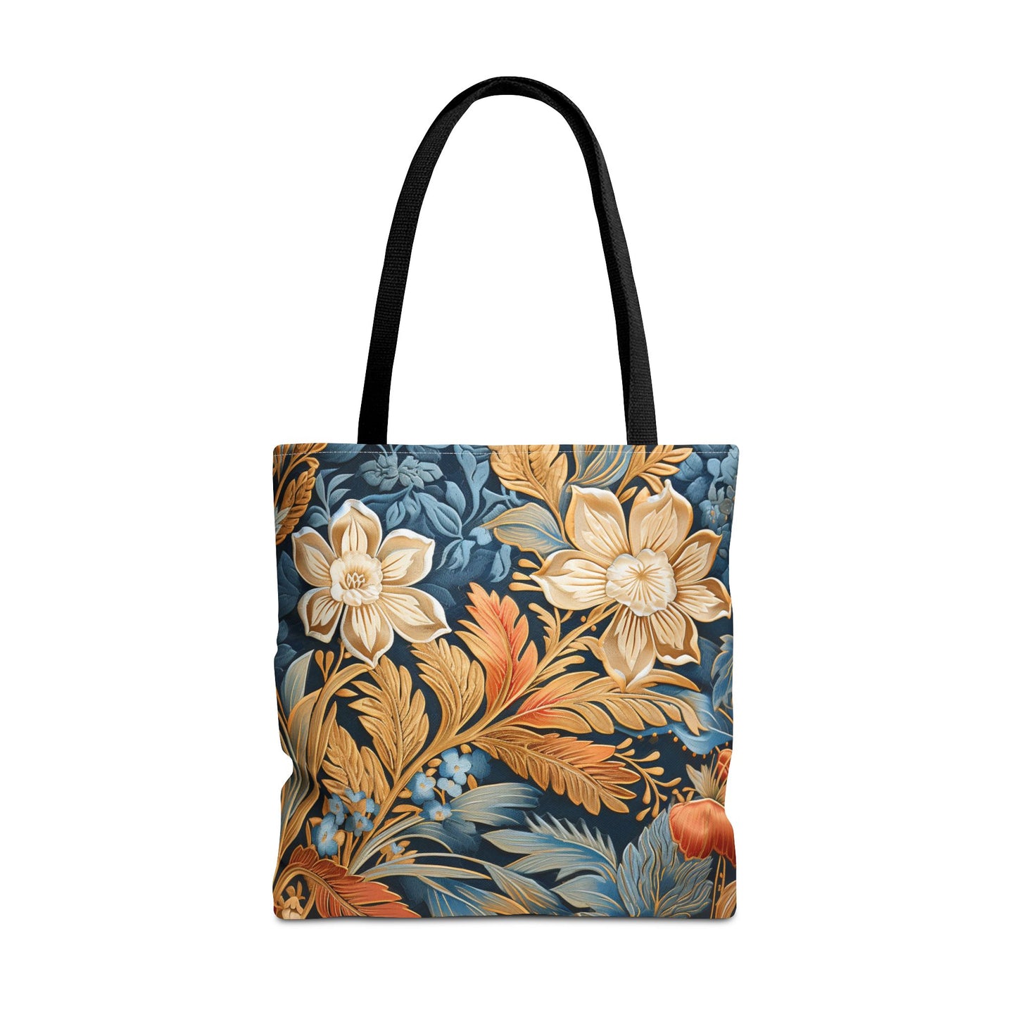 Vintage Floral Canvas Tote Bag, Elegant Eco-Friendly Shopping Bag