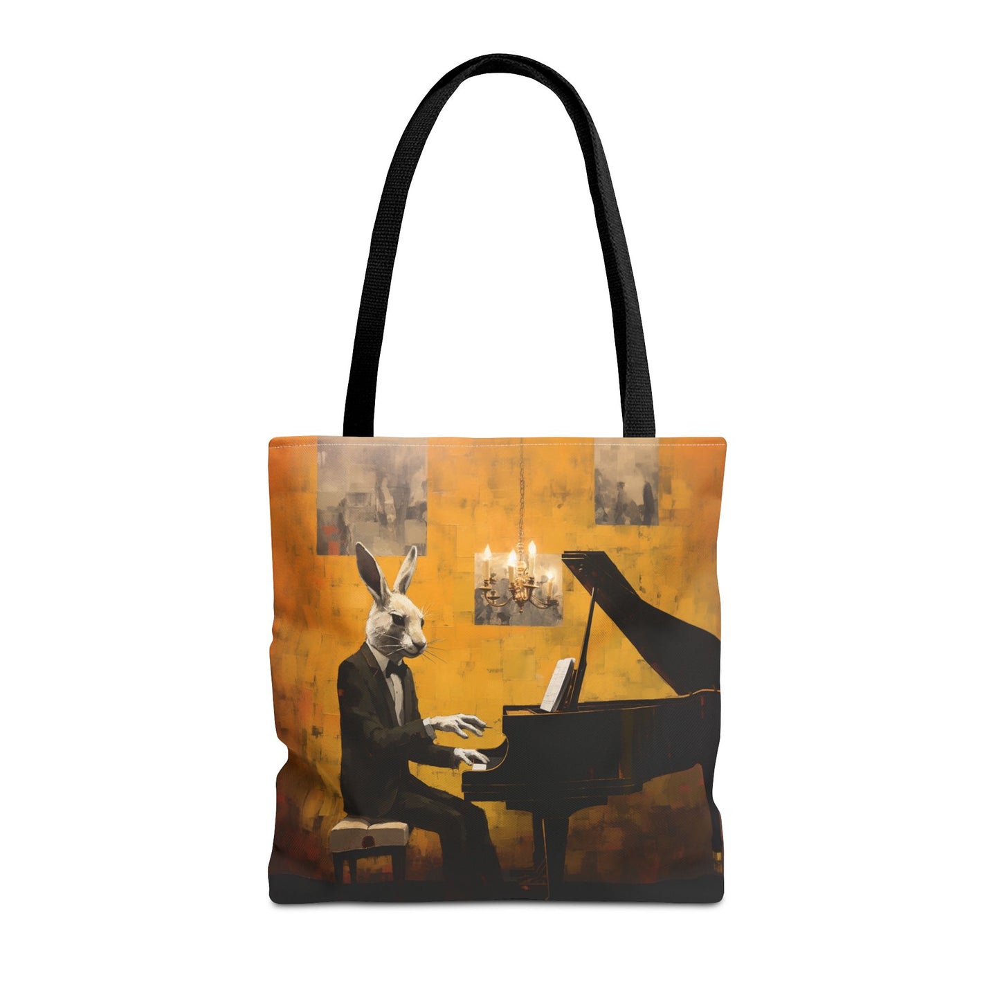 Sophisticated Rabbit Maestro Tote Bag, Artistic Canvas Design for Music Lovers