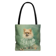 Elegant Pomeranian Tote Bag, Vintage Dog Lover Canvas Bag