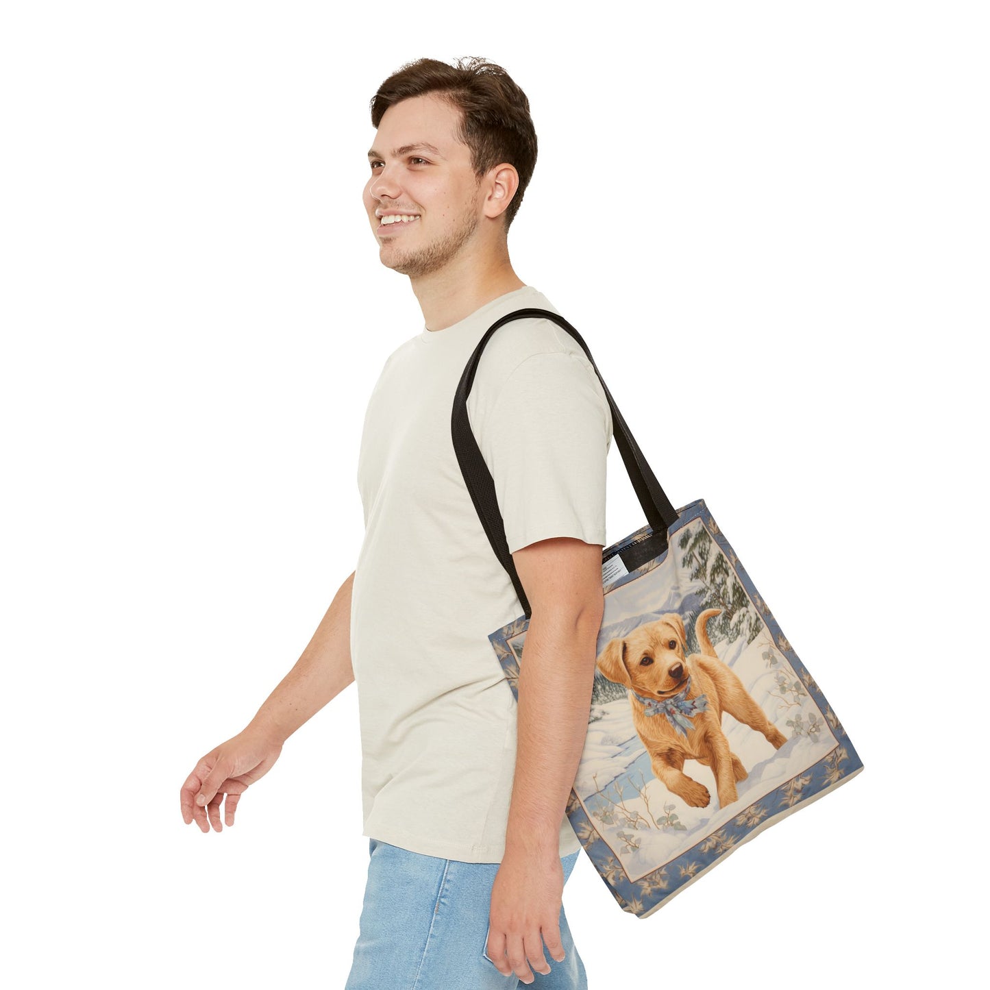 Golden Labrador Winter Tote Bag, Snowy Canvas Pet Lover Gift