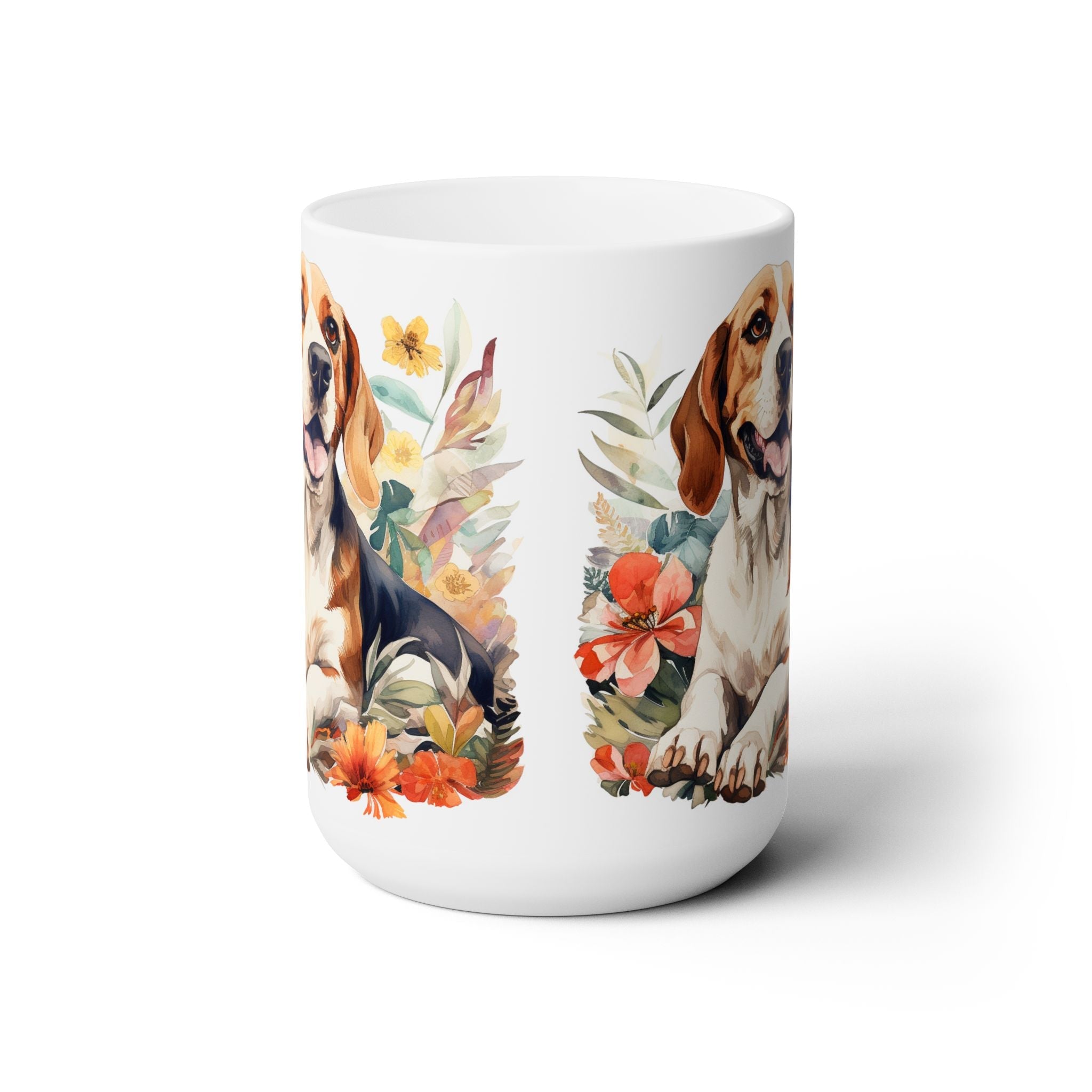 Beagle Bliss Floral Coffee Mug – Perfect for Dog Lovers!