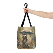 Raccoon Rainy Day Canvas Tote Bag - Eco-Friendly Nature Lover Gift