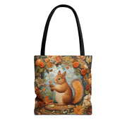 Autumn Woodland Squirrel Canvas Tote Bag – Eco-Friendly Fall Design