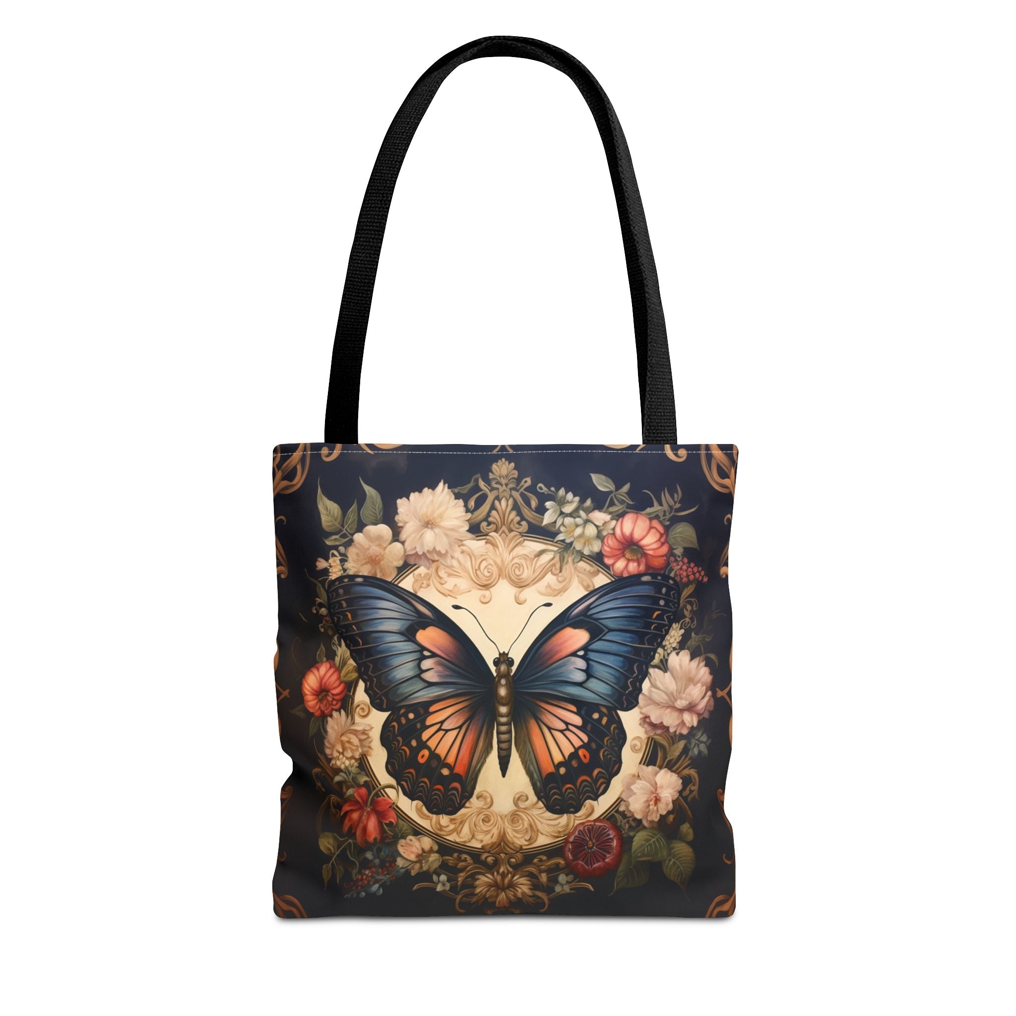 Whimsical Butterfly Floral Canvas Tote Bag, Eco-Friendly Reusable Design