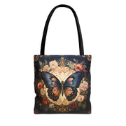 Whimsical Butterfly Floral Canvas Tote Bag, Eco-Friendly Reusable Design