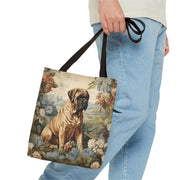 Majestic Mastiff Floral Canvas Tote Bag, Eco-Friendly Dog Lover Gift