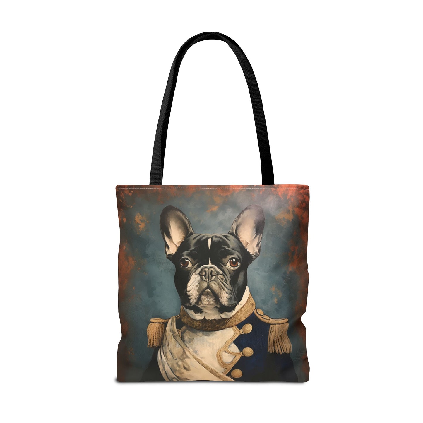 French Bulldog Commander Canvas Tote Bag, Regal Design for Dog Lovers