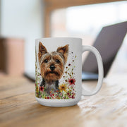 Yorkie Bloom Mug – Yorkshire Terrier Dog Lover Gift, Floral Design