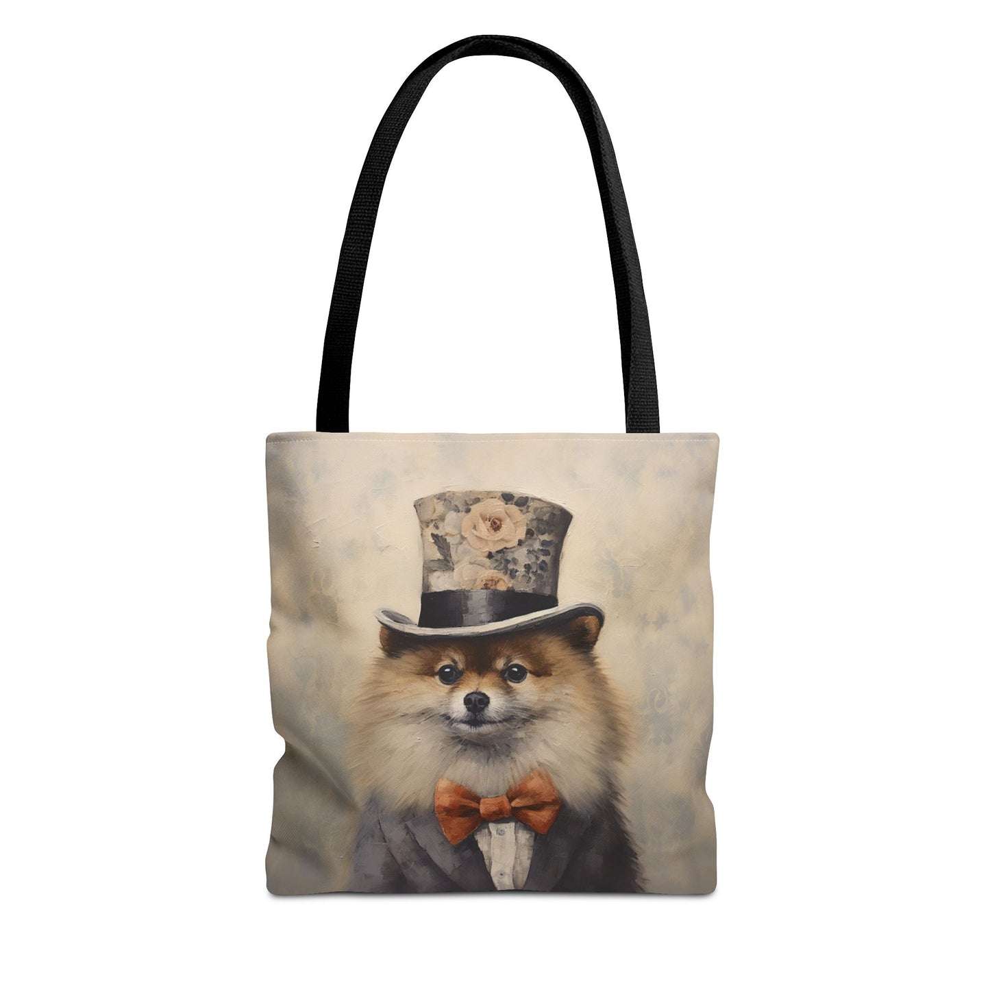 Regal Pomeranian Tote Bag with Floral Accent, Reusable Shopping Bag