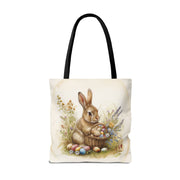 Easter Bunny Tote Bag with Floral Spring Design, Eco-Friendly Shopping Bag