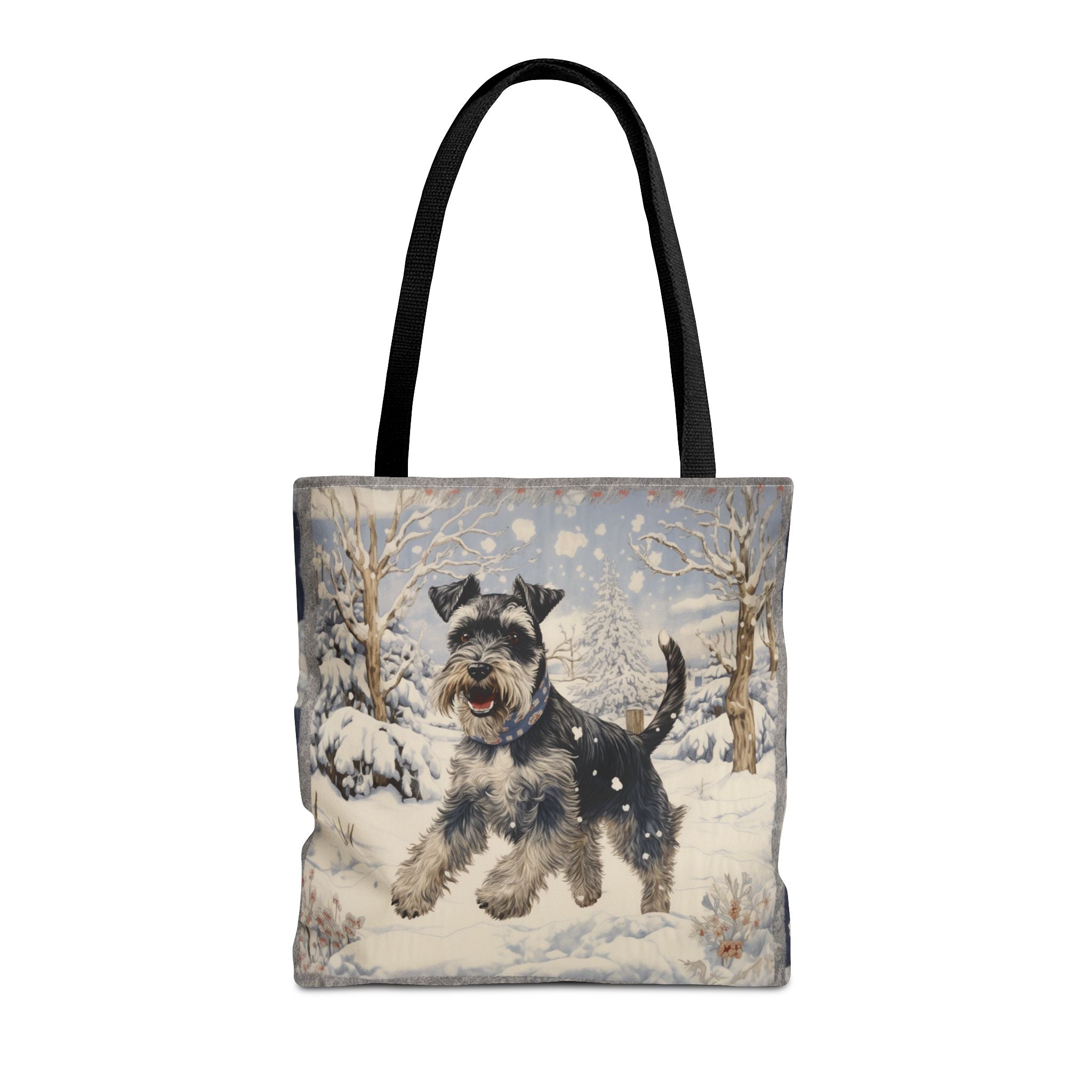 Festive Winter Schnauzer Tote Bag - Stylish Canvas Shopper