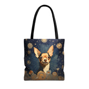 Chihuahua Stardust Canvas Tote Bag, Artsy Floral Eco-Friendly Gift