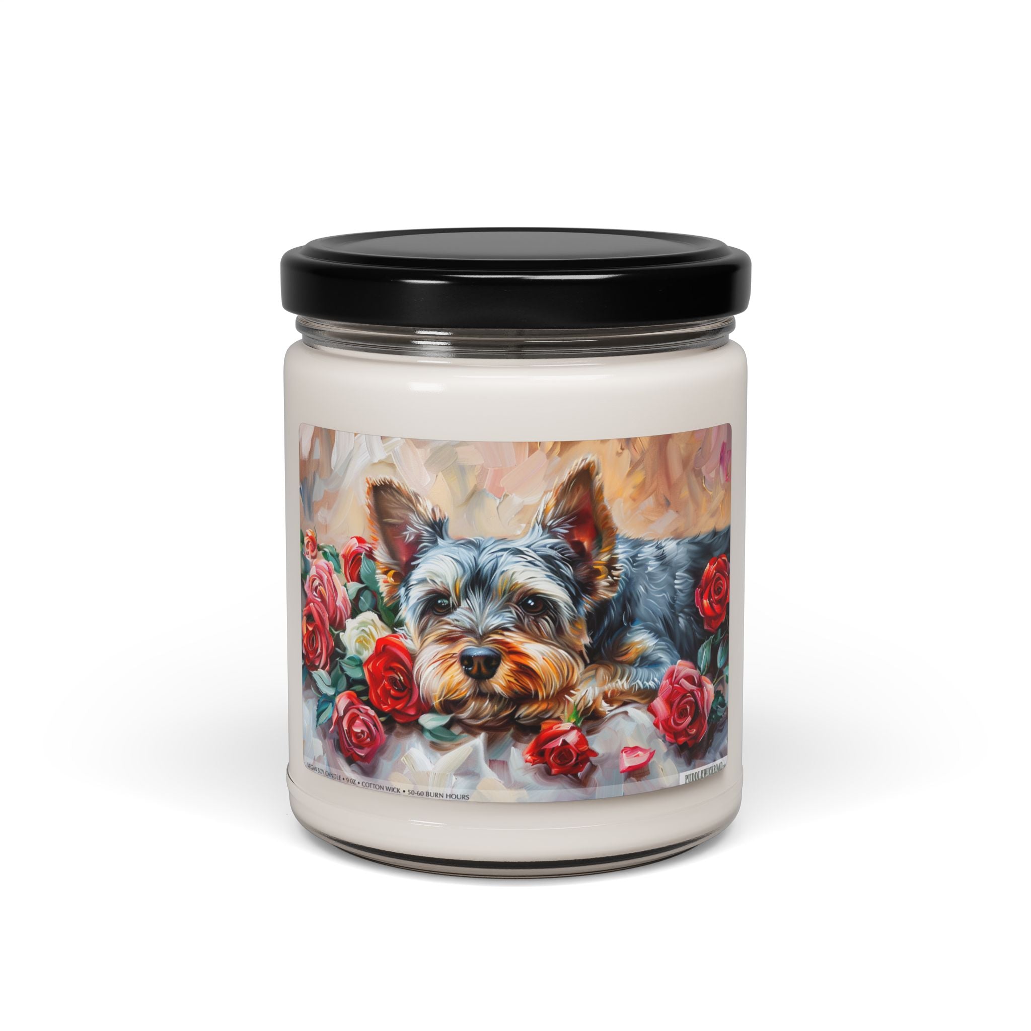 Yorkie Rose Garden Candle – Adorable Yorkie Gift for Dog Lovers