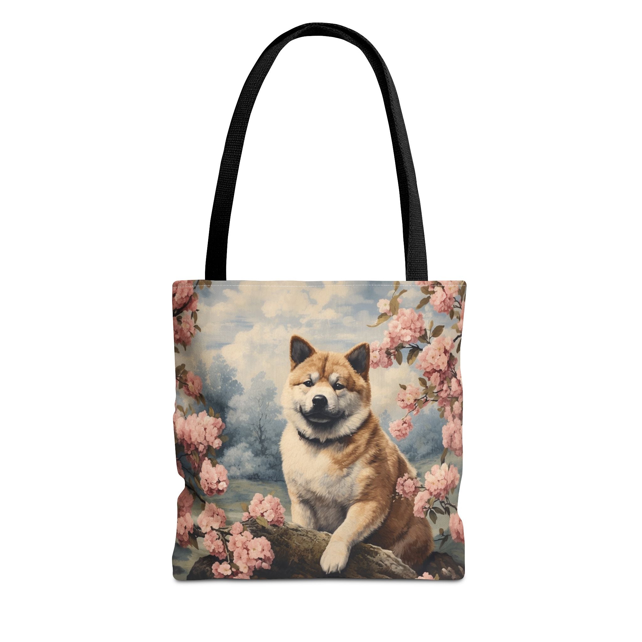 Akita Spring Blossom Tote Bag, Eco-Friendly Gift for Dog Lovers