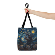 Starry Schnauzer Tote Bag with Van Gogh-Inspired Design