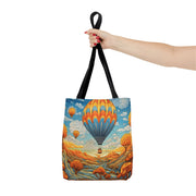 Hot Air Balloon Canvas Tote Bag, Vibrant Autumn Design for Eco Shoppers