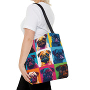 Pop Art Pug Canvas Tote Bag, Colorful Gift for Dog Lovers