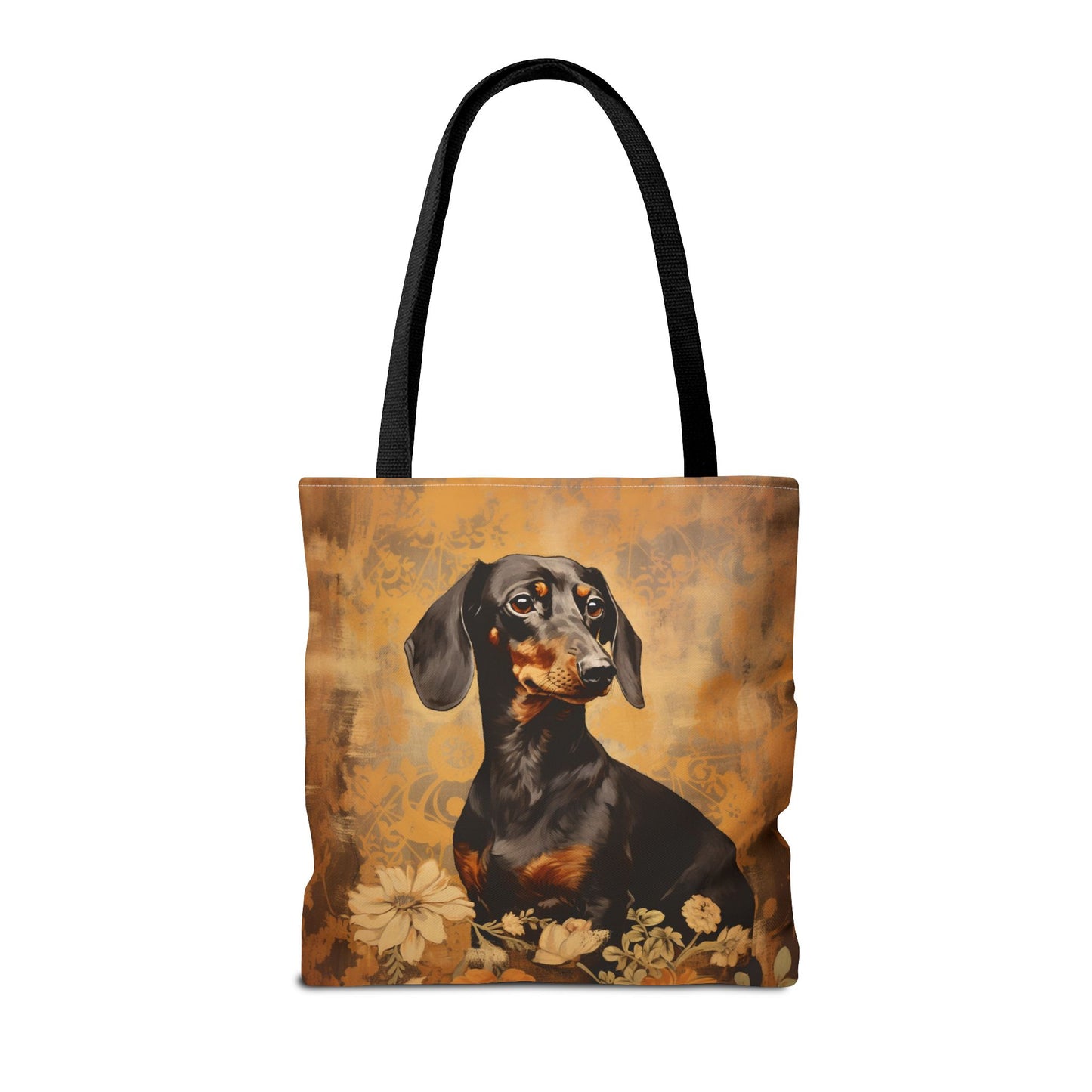 Elegant Dachshund Floral Tote Bag - Rustic Canvas for Dog Lovers