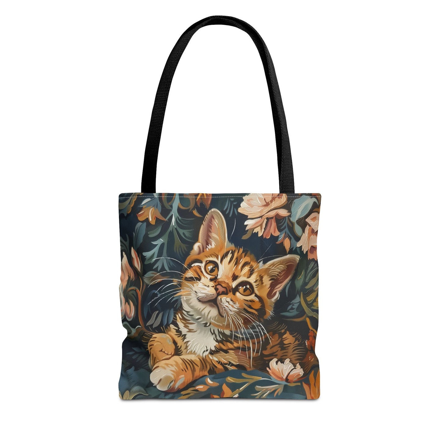 Whimsical Bengal Kitten Canvas Tote Bag, Eco-Friendly Cat Lover Gift