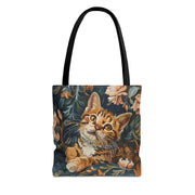 Whimsical Bengal Kitten Canvas Tote Bag, Eco-Friendly Cat Lover Gift