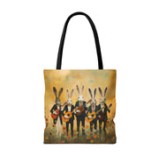 Bunny Serenade Artistic Canvas Tote Bag, Perfect for Music Lovers